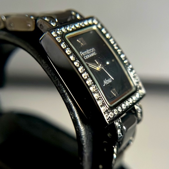 Armitron Ladies Black Rhinestone Ceramic Watch - Picture 15 of 16